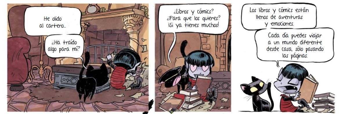 A Vampi le encantan los cómics y los libros
