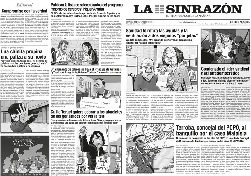 LA SINRAZON es el periodico que se regala con el cómic CHORIZOS Atraco a la española